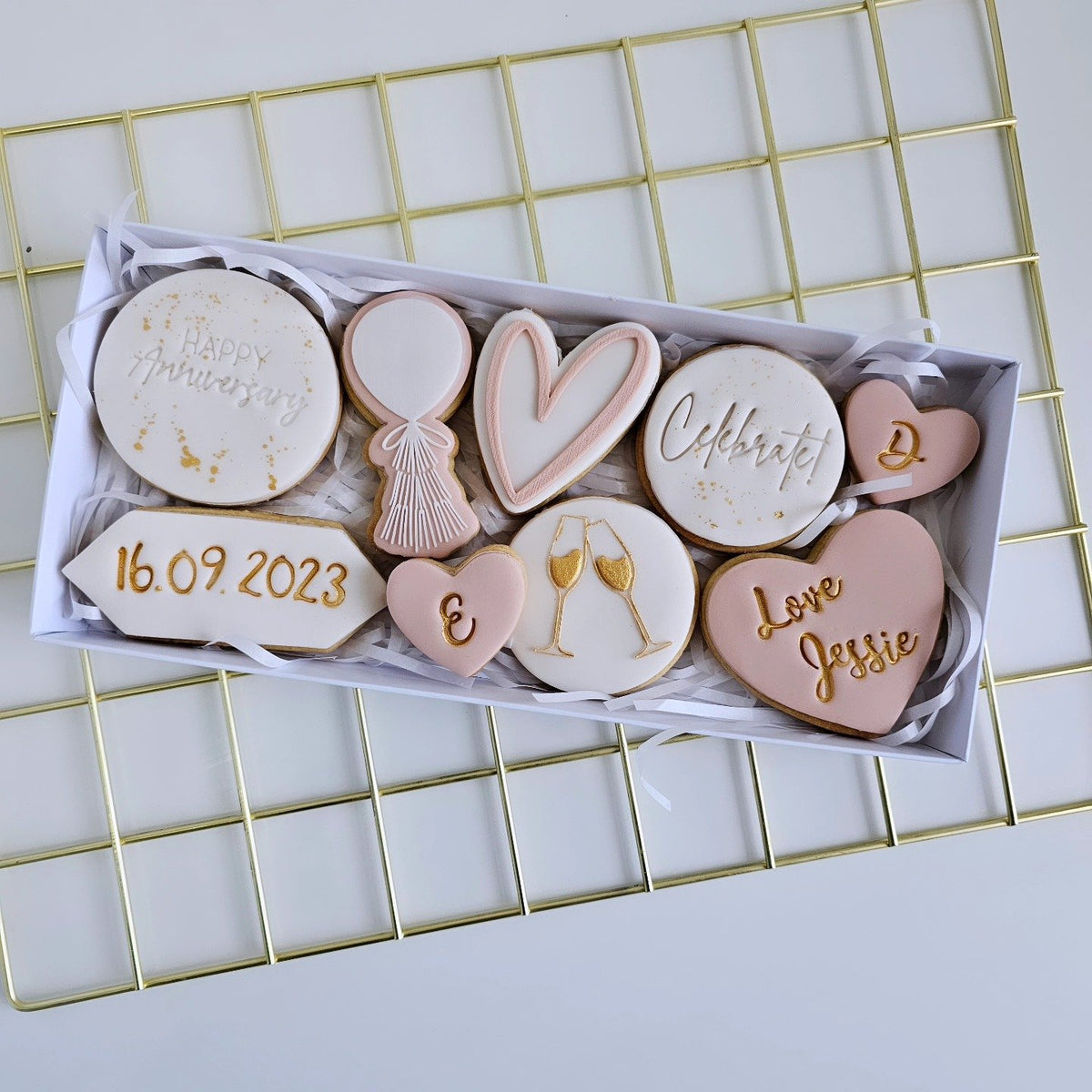 Dusky pink and gold new baby biscuits