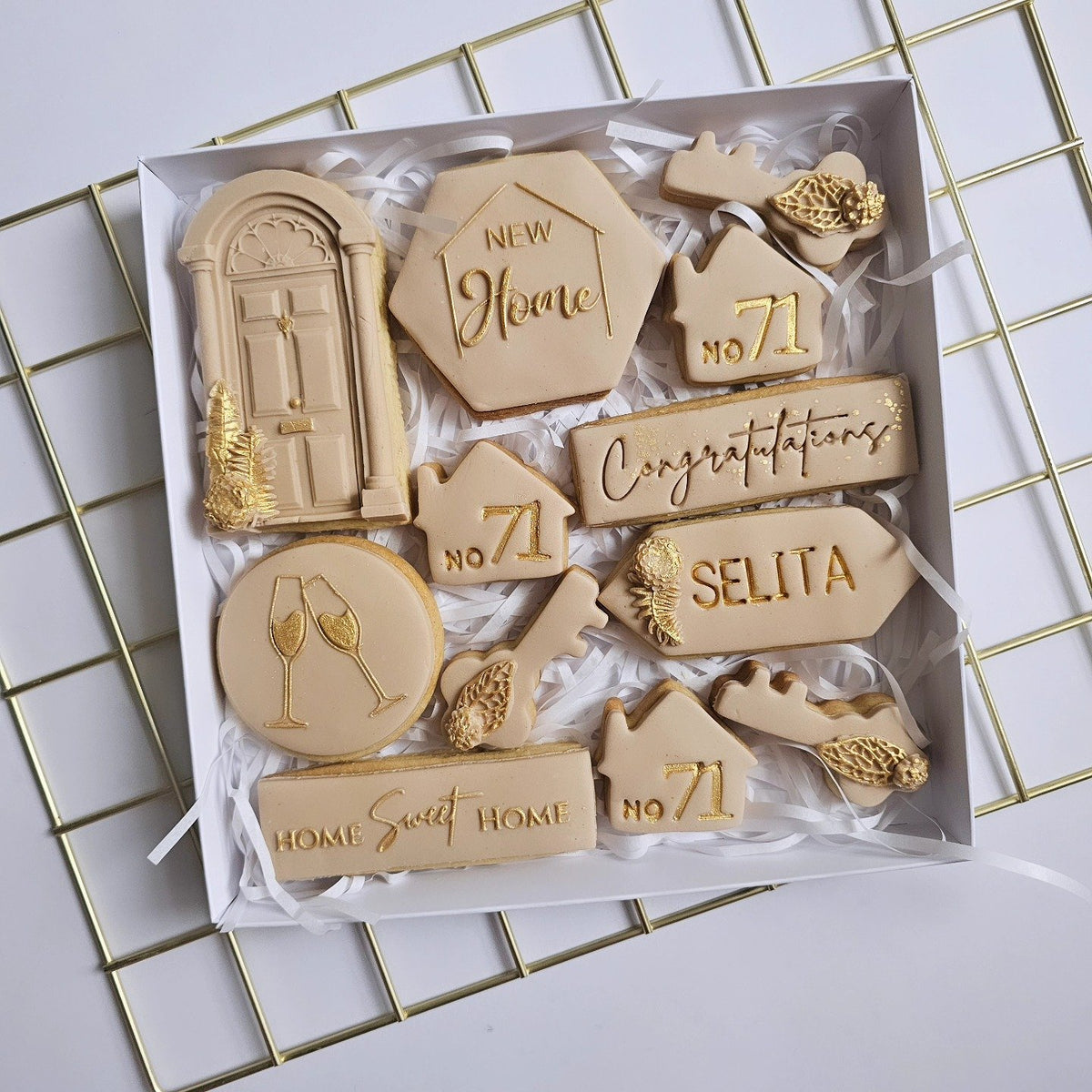 Latte and gold new home gift box