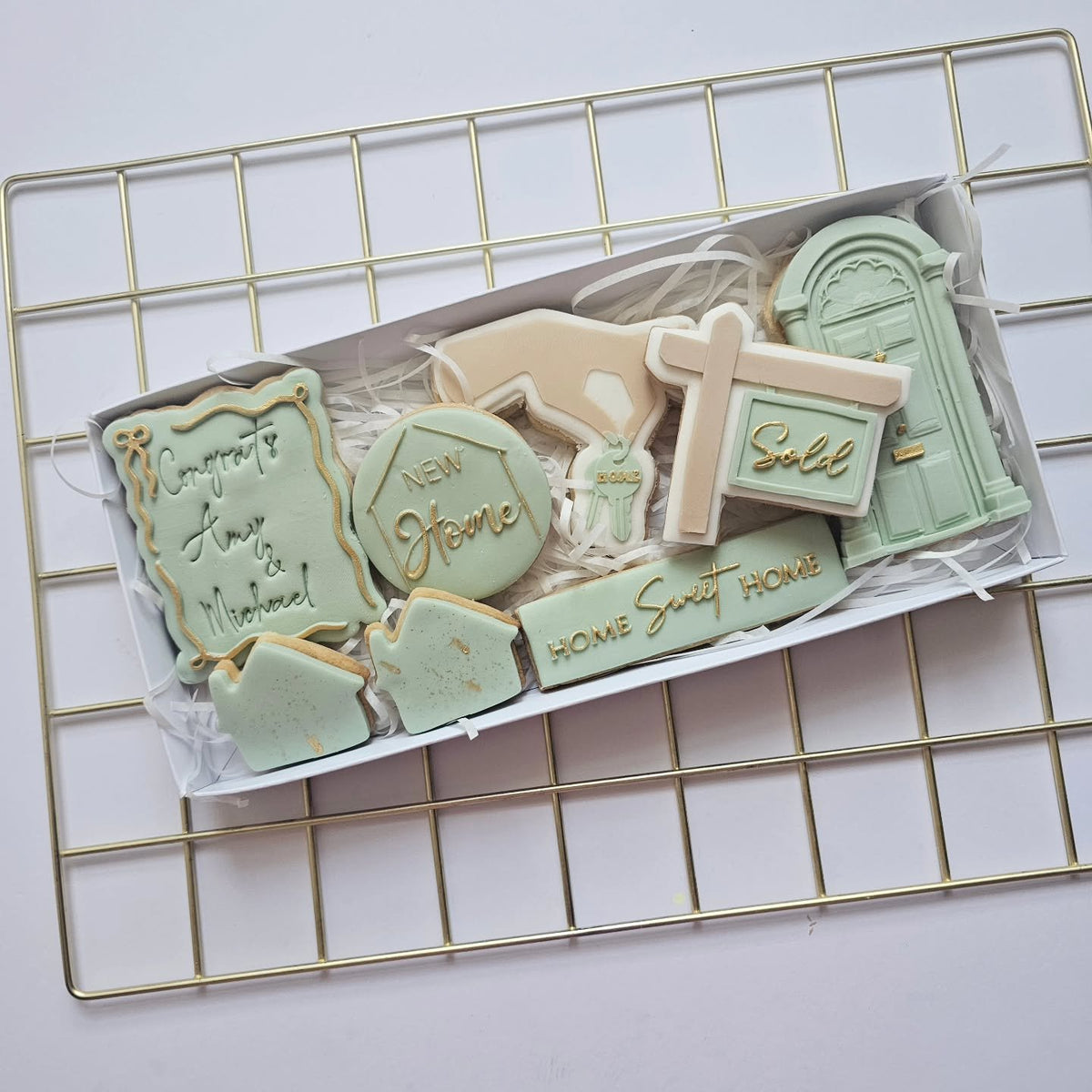 Sage and gold new home gift box