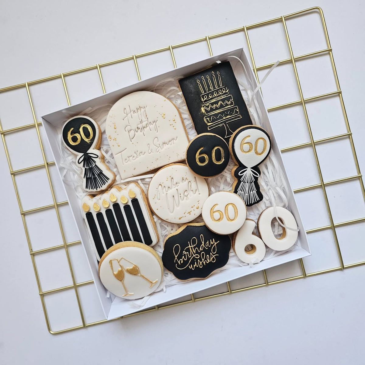 Black and gold 60th birthday box