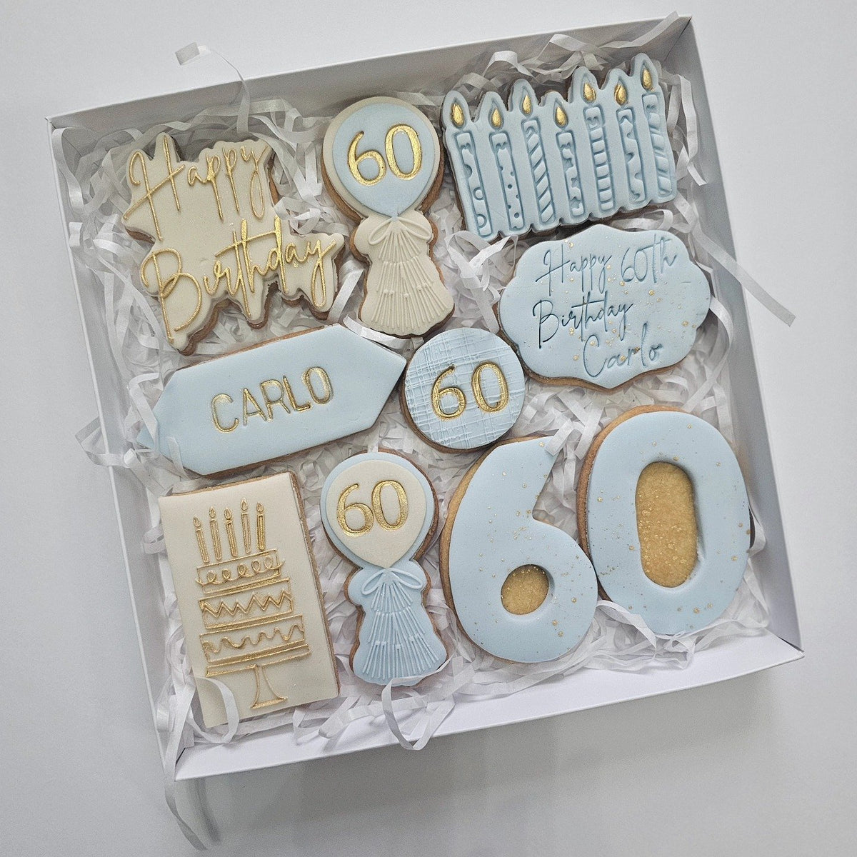 Blue and silver 60th birthday box
