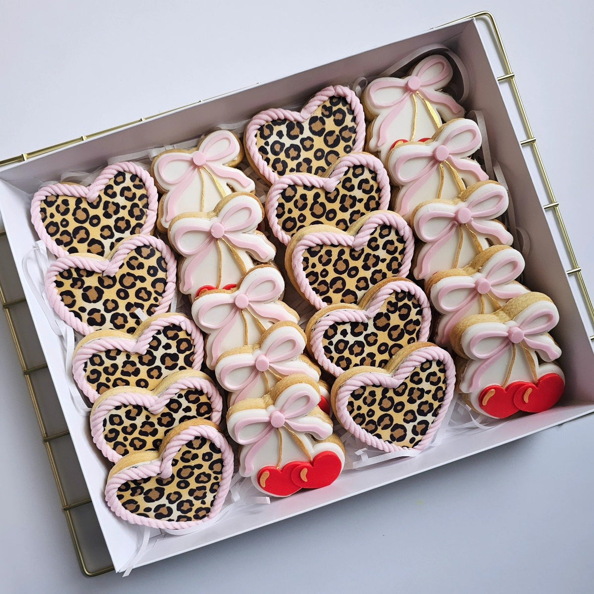 Cherry and leopard print biscuits