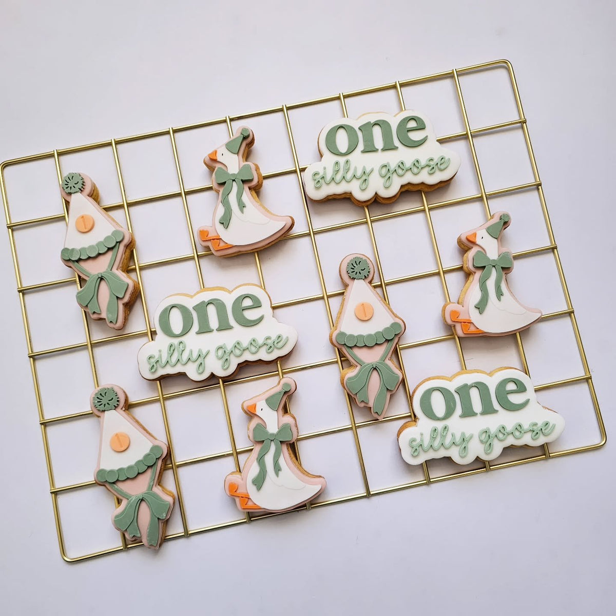 One silly goose 1st birthday biscuits