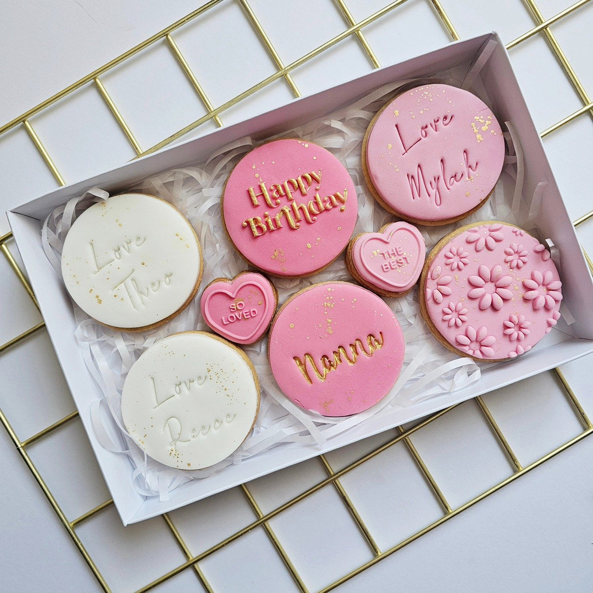 Pink and gold birthday box