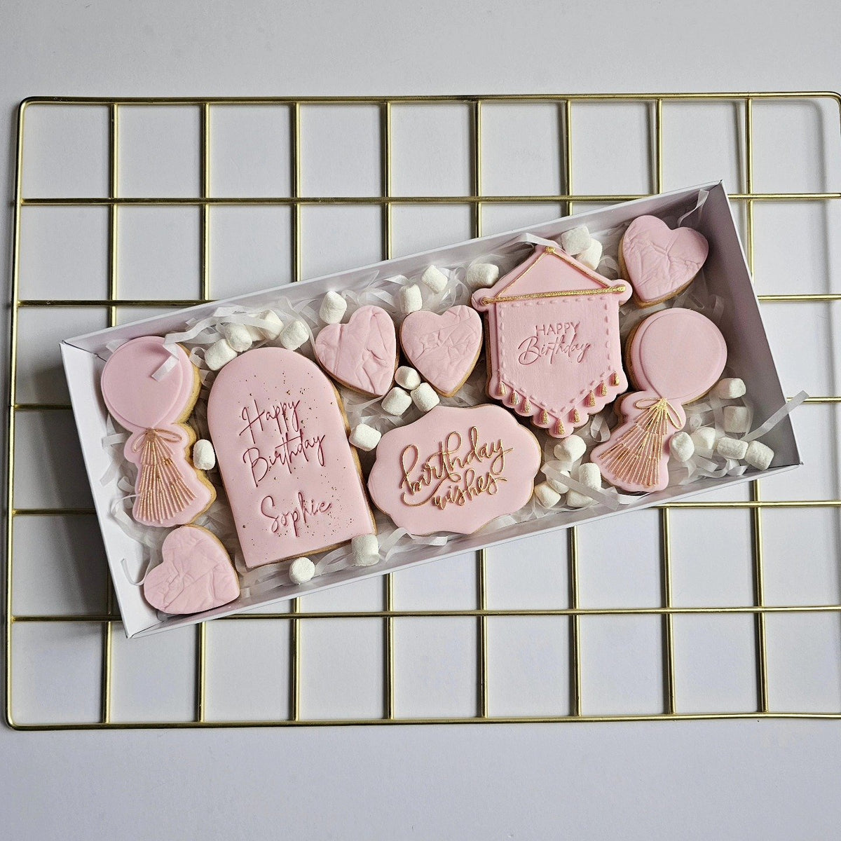 Pink and gold birthday treat box