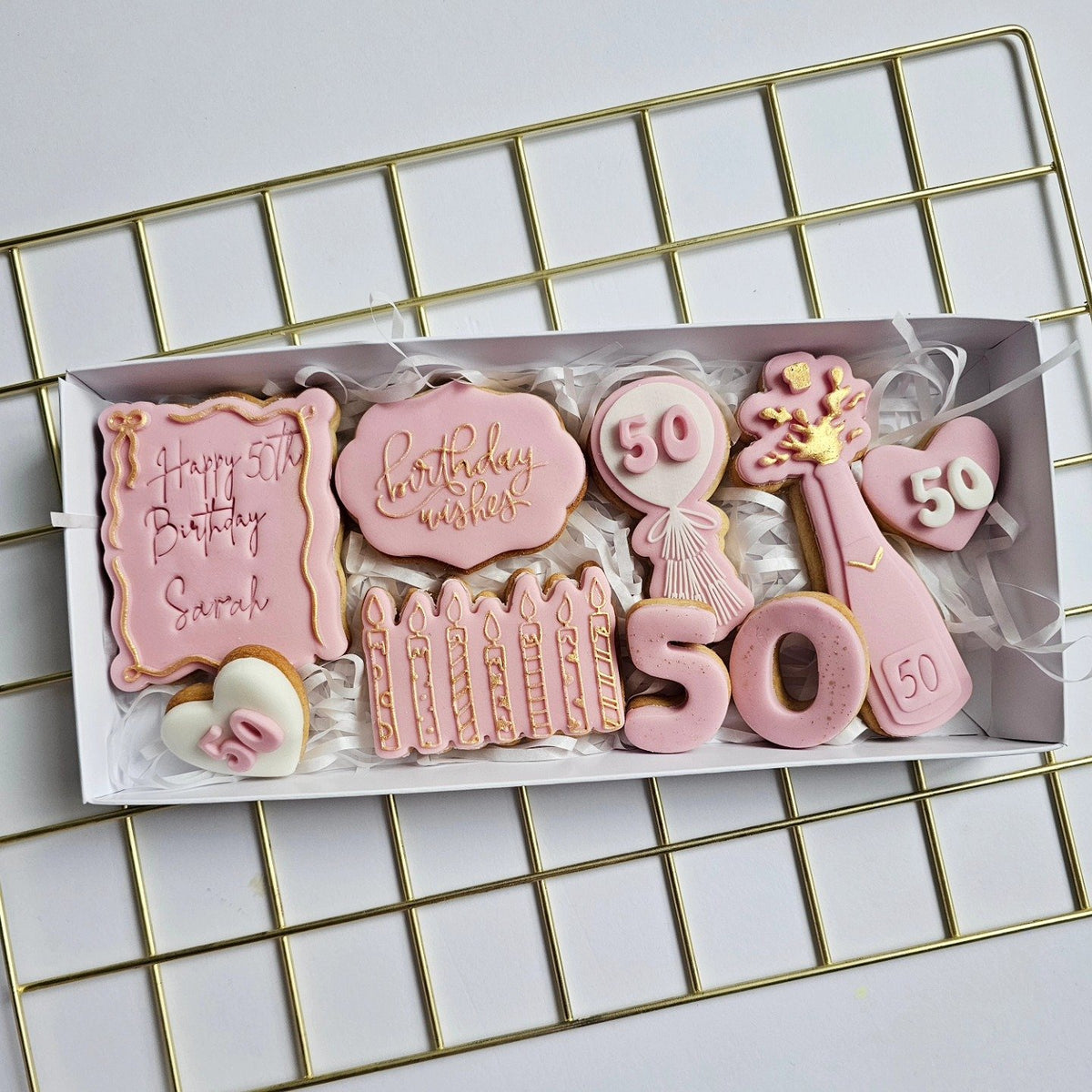 Pink, white and gold gift box