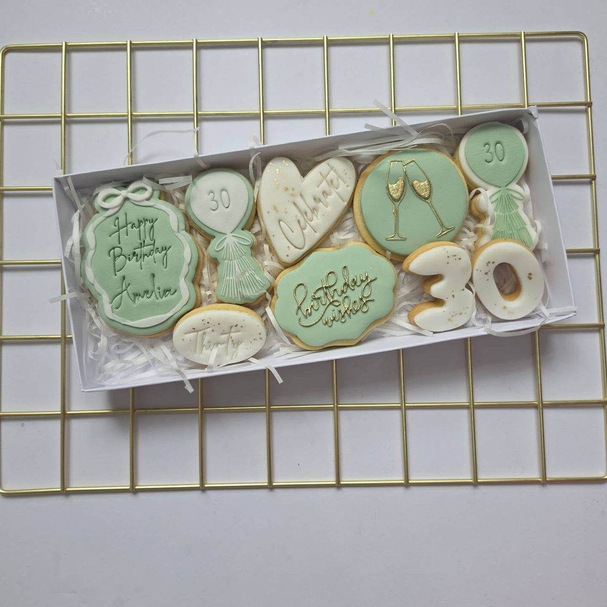 Sage and gold birthday box