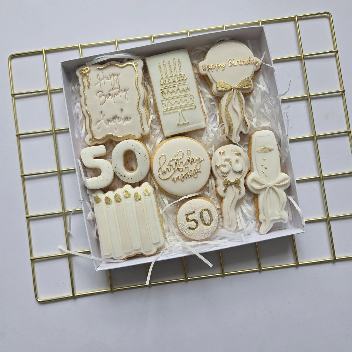 Taupe and gold 50th birthday box