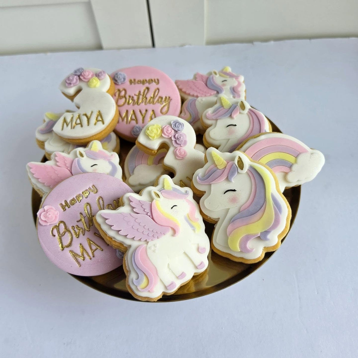 Unicorn and rainbow biscuits