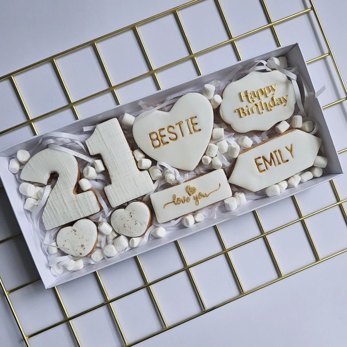 White and gold 21st birthday box