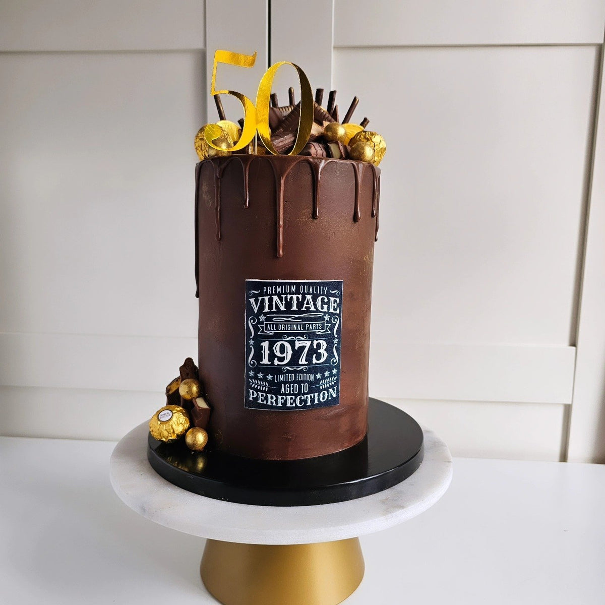 Chocolate drip birthday cake