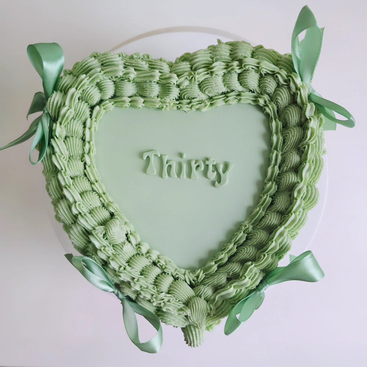 Sage heart bento cake with bows