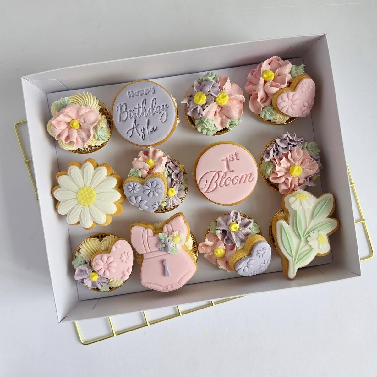 First birthday floral cupcakes