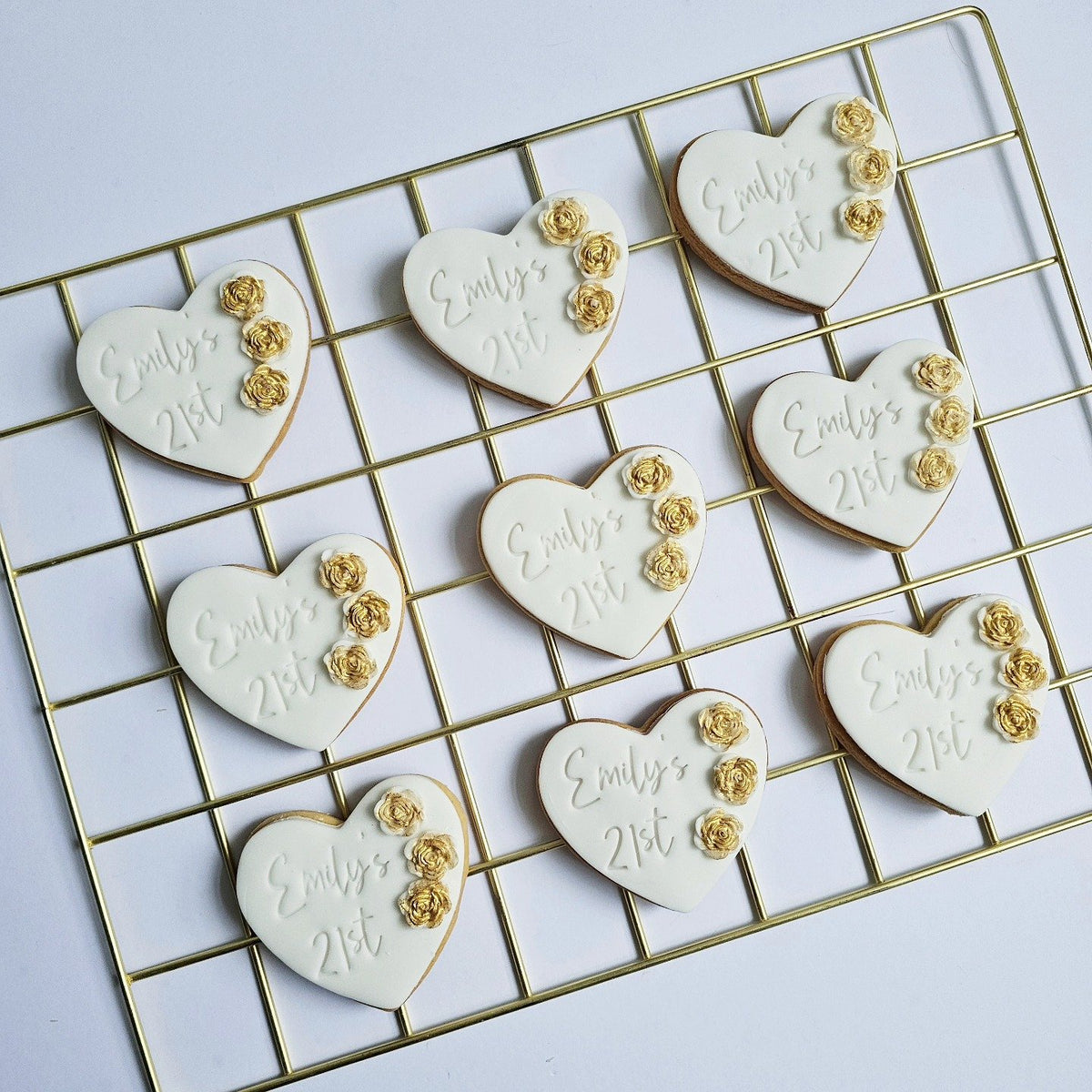 White and gold 21st birthday favours