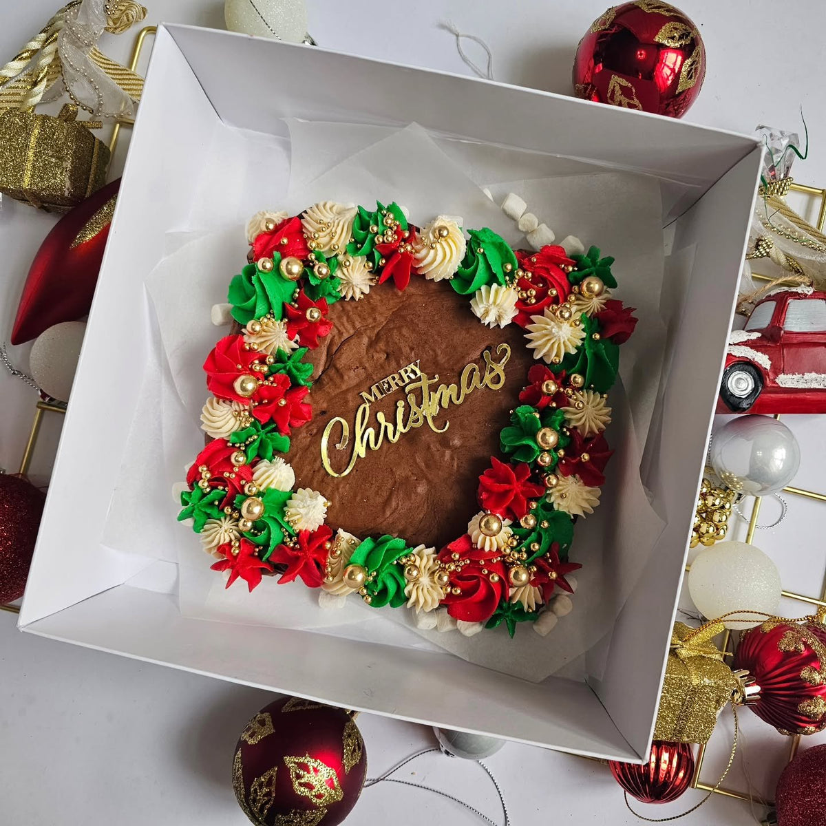 Christmas brownie slab