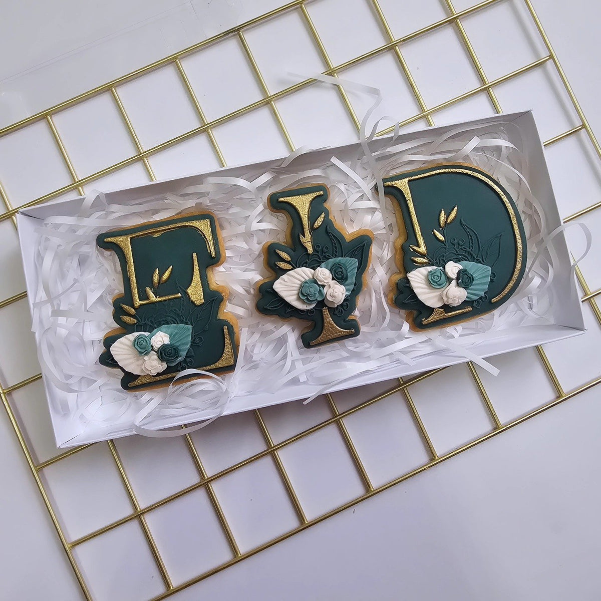 Green and gold Eid gift box