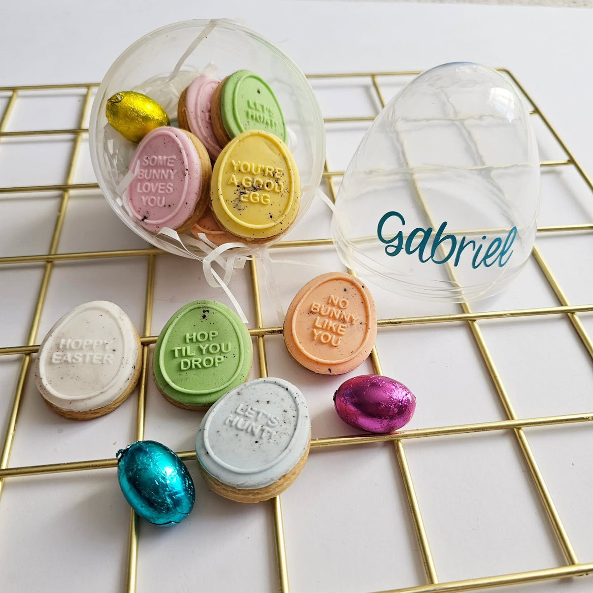 Personalised Easter egg of mini biscuits