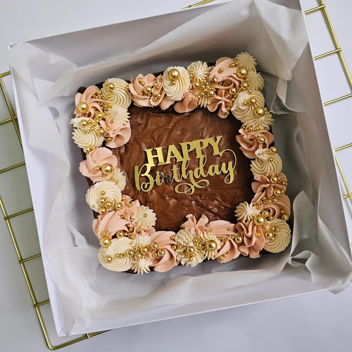 Dusky pink celebration brownie